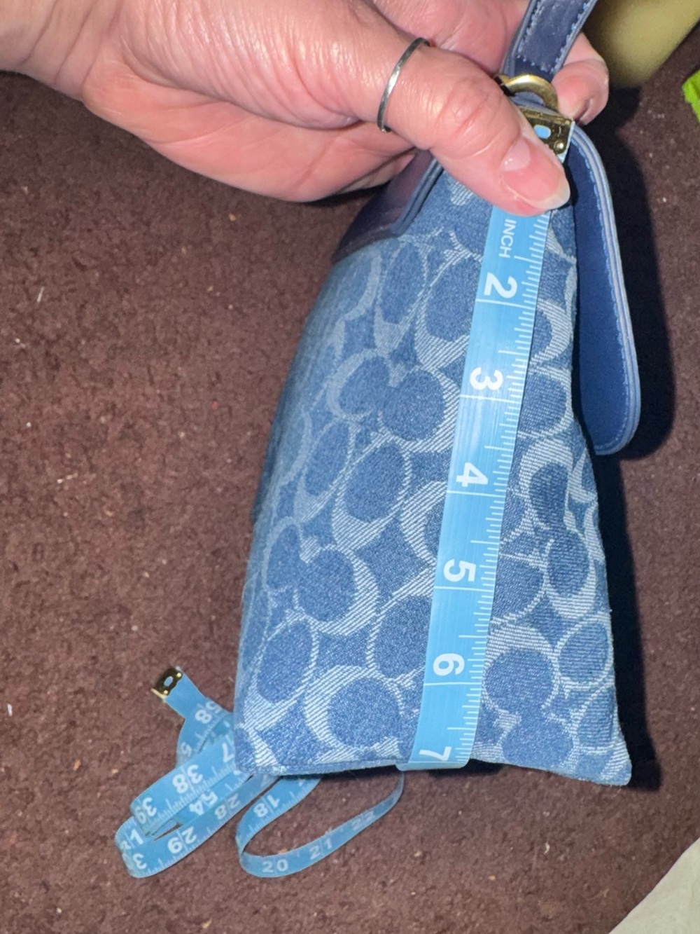 Blue Signature Denim Flap Shoulder Bag - Picture 9 of 11